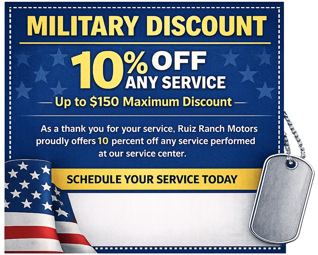 Ruiz Ranch Motors - 10% Military Discount on Service